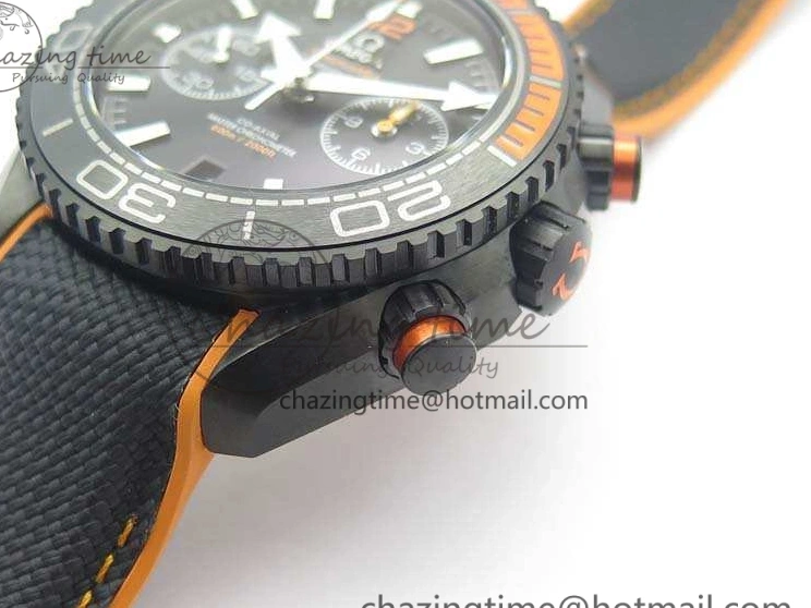 0120 Planet Ocean Master Chronometer Chrono DLC OM 1:1 Best Edition Black Dial On Nylon Strap A Chic 8103